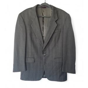 Hart Schaffner Marx Gray Check Wool 2 Piece Suit Set 40R Pants 34x30 USA Made